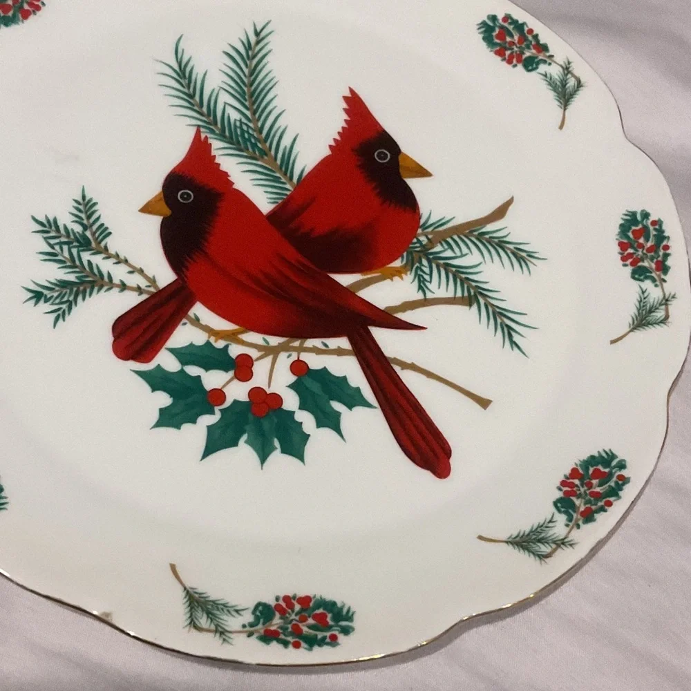 Festive Cardinal Holiday Plate